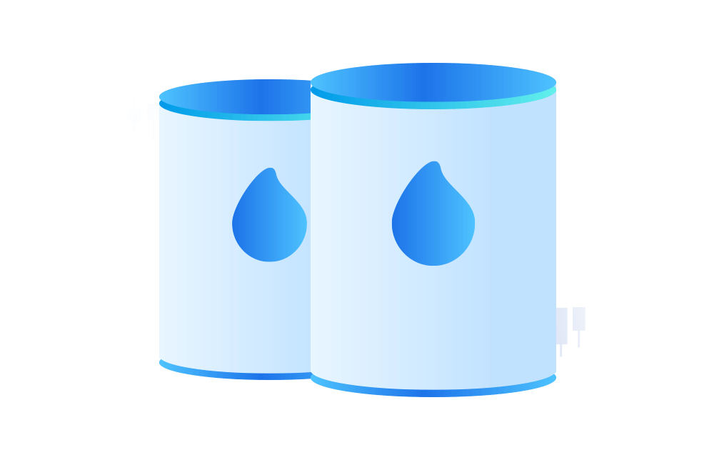 An illustration of two oil barrels