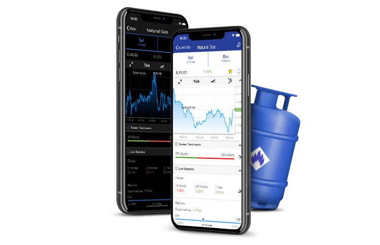 Natural Gas screen in mobile view with gas bottle.