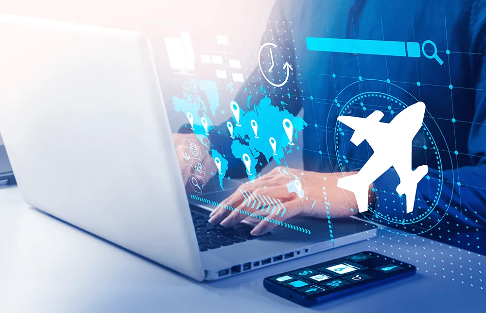 Ejemplo de un usuario en busca de ofertas de viajes en línea para destinos internacionales