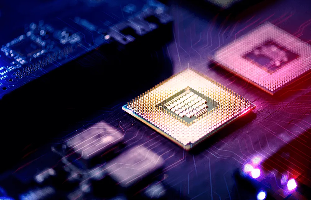 Un'illustrazione di un chip semiconduttore.