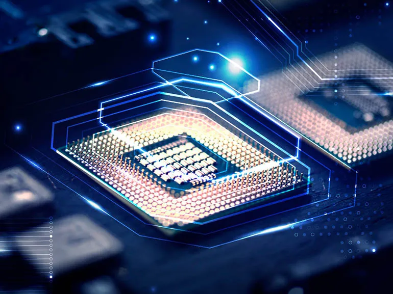 An image of a microchip symbolizing quantum computing power An image of a microchip symbolizing quantum computing power
