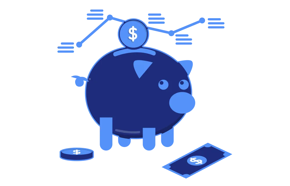 An illustration of a pug with economic charts